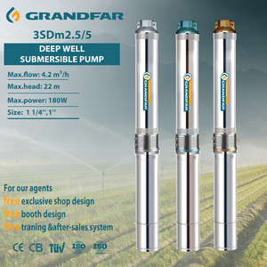 Pompe à eau submersible pour puits profond GRANDFAR 180W 3 pouces en acier inoxydable multi-étages hautement personnalisable OEM 3SDm2.5/5 304 St - Product Image 1