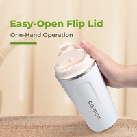 Mug à café isotherme en acier inoxydable coloré de 380 ml, tasse de voyage à double paroi avec couvercle sans BPA et base antidérapante
