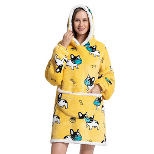 Ingrosso <span class=keywords><strong>donna</strong></span> <span class=keywords><strong>con</strong></span> <span class=keywords><strong>cappuccio</strong></span> invernale camicia da notte in finto pile di agnello <span class=keywords><strong>pigiama</strong></span> elastico <span class=keywords><strong>con</strong></span> maniche lunghe flanella pigiami da <span class=keywords><strong>donna</strong></span> - Product Image 2