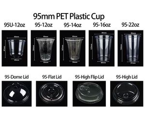 Couvercles plats en PET transparents personnalisés de 78 mm, 89 mm, 92 mm, 95 mm, 98 mm, 117 mm, sans paille, à ouverture rapide pour gobelets en plastique - Product Image 4