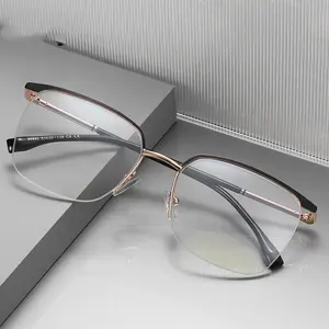 Óculos de computador, semi armação personalizada, óculos para olhos de computador, anti luz azul, retangular