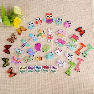 2 fori forme di animali modello creativo 100 pz/set bottoni in legno per bambini manuale bottoni ornamenti vestiti <span class=keywords><strong>fai</strong></span> <span class=keywords><strong>da</strong></span> <span class=keywords><strong>te</strong></span> decorazione - Product Image 2