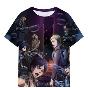 36 estilo de dibujos animados leche seda Material <span class=keywords><strong>Shingeki</strong></span> <span class=keywords><strong>No</strong></span> <span class=keywords><strong>Kyojin</strong></span> Mikasa Ackerman Rivaille Unisex <span class=keywords><strong>mujeres</strong></span> camiseta Anime hombres camisas para niños - Product Image 5