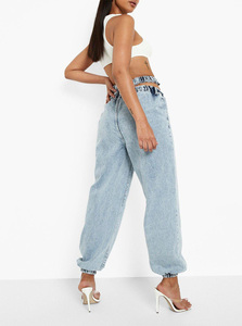 Jean pour <span class=keywords><strong>femme</strong></span>, taille moyenne, <span class=keywords><strong>pantalon</strong></span> de survêtement, délavé à l'acide, bas de jogging, tendance, taille moyenne, nouveauté 2020 - Product Image 2