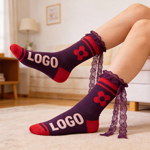 फीता से सजाए गए पुष्प प्रिंट महिलाओं के टखने रंगीन लोगो मिठाई शैली सर्दियों की पोशाक लुभावनी विरोधी बैक्टीरिया नरम कपास कस्टम - Product Image 2