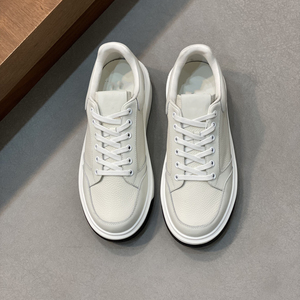 Zapatillas Deportivas de Plataforma de Cuero Genuino Blanco, Punta Redonda, con Cordones, Entresuela Acolchada de EVA, Suela de Goma, para Todas las Temporadas - Product Image 6