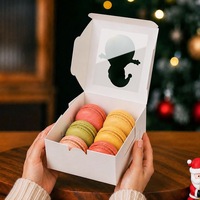 Weihnachtliche Weiße Papier-Bäckereiboxen mit Ausgestanztem Fenster für Macarons, Kekse und Geschenke für Weihnachtsfeiern