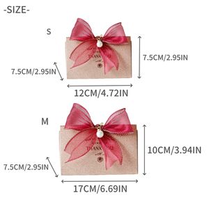 Caja de dulces de boda triangular de lujo ligero <span class=keywords><strong>con</strong></span> lazo de <span class=keywords><strong>tul</strong></span> decoración de perlas, Decoración de mesa elegante regalo de recuerdo para fiesta de festival de galletas - Product Image 2