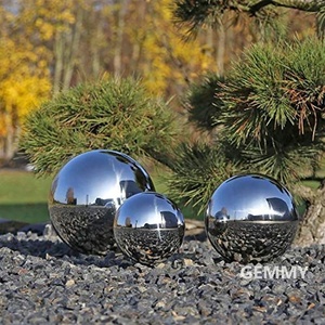 Statue Morden décorative en métal, boule circulaire, en acier inoxydable, ornements de jardin - Product Image 4