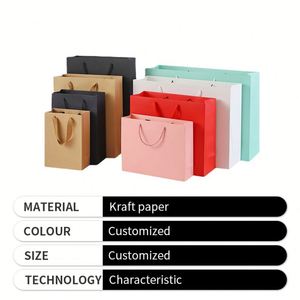 Colorful White Pink <b>Red</b> Green Black Rectangular Multiple Sizes Kraft <b>Paper</b> Bag with Logo for Sale - Product Image 4