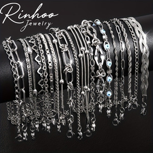 <span class=keywords><strong>Bracelet</strong></span> DIY en acier inoxydable plaqué or 18 carats PVD, résistant au ternissement, pour femmes et hommes, avec chaîne plate simple style serpent, cubain ou bambou, étanche - Product Image 6