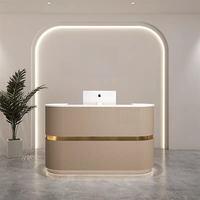Comptoir de réception de salon de luxe en or blanc, comptoir de caisse moderne pour salon de manucure, mobilier de salon de beauté