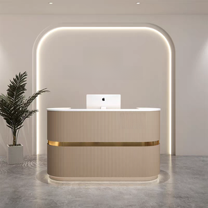 Luxury White Gold Salon Reception <b>Desk</b> Modern Cashier Counter for Nail Salon Beauty Salon Furniture - Product Image 4