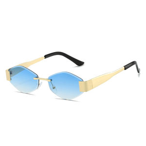 <span class=keywords><strong>2025</strong></span>新着デザイナーサニー菱形リムレス女性用高級サングラス流行の小さな多角形サングラスカッティングレンズ金属眼鏡 - Product Image 6