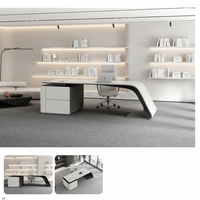 Bureau de direction incurvé professionnel, écologique et durable, table de patron de luxe en bois, suite de bureau moderne pour entreprise RONGQI
