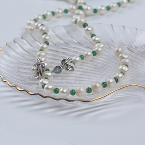 Thanh Lịch 8-9Mm Nước Ngọt Bất Ngọc Trai Với Đá Quý Dài Vòng Cổ Cho Cô Gái Và Phụ Nữ - Product Image 4