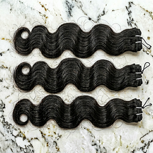 Cheveux indiens Remy 100% naturels, ondulés, double trame, 200g, prêts à la permanente, pour tissage, origine Inde - Product Image 1