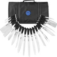 Ensemble de couteaux de cuisine en plusieurs pièces, manche en acier inoxydable recouvert de caoutchouc, kit de couteaux de chef de cuisine avec support magnétique