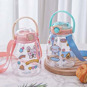 2025 caliente verano lindo portátil alta belleza estudiante gran capacidad doble botella de agua potable con pajita y mango - Product Image 5