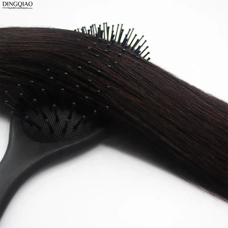 DINGQIAO Deep Wave Machine Weft #2 Dark Brown 14"-30" Thick End Raw 100% Human Virgin Remy Hair Extensions