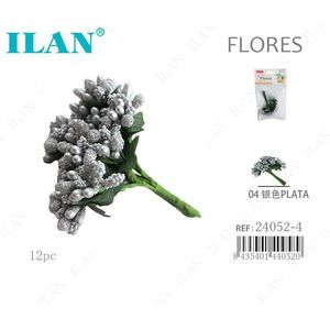 ILAN Fiori Secchi con Perline Argentate 12 Pezzi per Decorazioni - Product Image 1