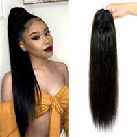 Nouveau produit : Perruque queue de cheval droite à clipser en cheveux humains vierges, extension de cheveux fixe