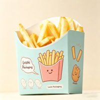 Boîtes à frites en papier avec logo imprimé personnalisé, boîtes à emporter jetables pour la restauration rapide, boîtes en carton pour poulet frit