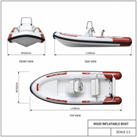 Bateau pneumatique à coque rigide en PVC HRR330 3,3 m 3 personnes Moteur hors-bord 15 CV Bateau de pêche Tender Sports nautiques CN