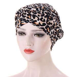 Gorro turbante estampado para mujer, pañuelo de seda de leche cepillada, gorra trenzada de tela de flores, puede ocultar el cabello, sombrero musulmán - Product Image 5