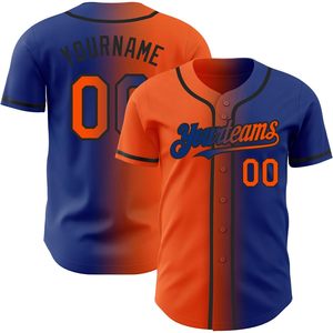 Custom Fade Baseball Jersey Button <b>Down</b> Personalized Blue Orange Unisex Sports Uniform Polyester Breathable Sublimated Print - Product Image 1