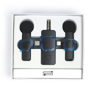 Fábrica 3-en-1 Micrófono dual Lavalier Micrófono inalámbrico Receptor dinámico portátil Micrófono con clip iPhone Cámara portátil Escritorio de mano - Product Image 4
