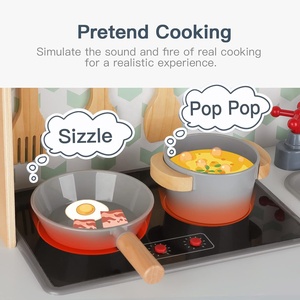 <span class=keywords><strong>Cuisine</strong></span> en bois personnalisée pour tout-petits avec lumières et sons réalistes, évier amovible et micro-ondes – Cadeau idéal pour enfants <span class=keywords><strong>de</strong></span> 3 ans et plus - Product Image 4