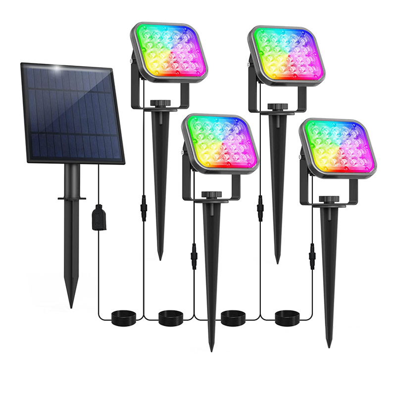 IP65 Waterproof Outdoor Garden Building Solar Powered LED 1/2/3/4 Spotlights Spot Spike Landscape Lights with Solar Panel