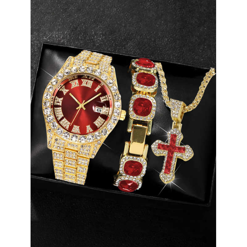 Bracelet-collier montre-or-rouge-or