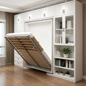 <span class=keywords><strong>Lit</strong></span> Murphy Queen, <span class=keywords><strong>lit</strong></span> mural pliable vertical avec armoire, bibliothèque, meubles de chambre à coucher pour gagner de la place - Product Image 5