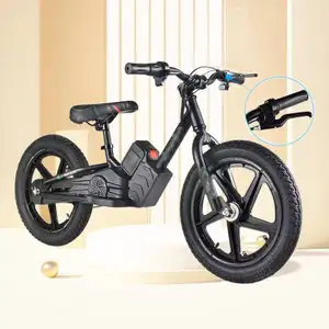 Desmontable extraíble batería montar patada sin Pedal 16 pulgadas juguete bicicleta ciclo niños bebé chico E bicicleta de equilibrio eléctrico para niños