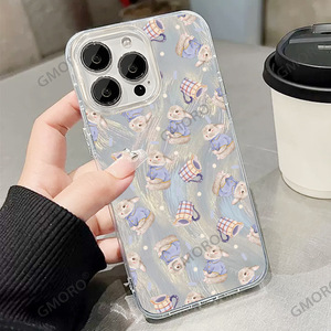Coque de téléphone antichoc motif lapin Yusha clignotant pour iPhone 16 Plus, protection intégrale mignonne et protectrice pour filles - Product Image 2