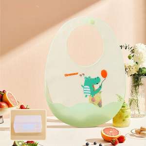 Baberos de Silicona con Lindos Estampados de Animales, Impermeables, Delgados, Ajustables, Libres de BPA, para Bebés y Niños Pequeños - Product Image 2