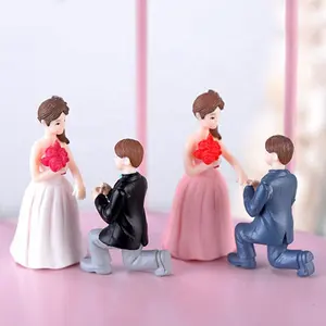 PVCオーナメントフィギュア人形おもちゃ樹脂プラスチック花婿と花嫁アクションフィギュアウェディングケーキトッパー