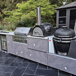 Cuisine d'Extérieur Modulaire Noire "Egg" avec <span class=keywords><strong>Four</strong></span> à <span class=keywords><strong>Pizza</strong></span>, en Acier Inoxydable – Ensemble de Meubles BBQ pour Fête en Jardin - Product Image 1