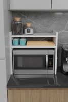 Moderne 2-laags magnetron- en kruidenrek keukenkast organizer van spaanplaat, duurzaam & duurzaam, niet-opklapbaar ontwerp