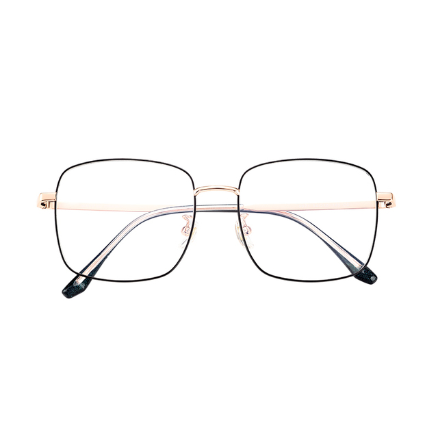 Classic Hot Sale Black Metal Square Frame Anti Blue Light Optical Transparent Glasses