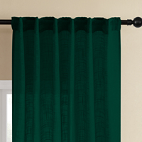 Bouteille à claquettes rideaux verts avec poche à tringle rideaux semi-transparents, élégants et décontractés en lin, Draperies de fenêtre texturées
