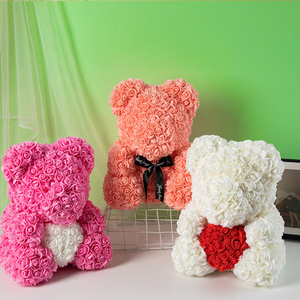 Flower Free Sample Rose Foam Custom 25cm 40cm Valentine Gifts Flower Teddy Rose Bear With Gift Box