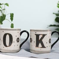 Tasses à thé au lait en céramique dorée, alphabet, tasse en porcelaine de haute qualité pour la maison