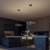 Lustre LED moderne en aluminium, or et noir, pour salon et chambre à coucher