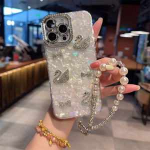 Custodia per telefono con fiocco di strass con motivo a catena <span class=keywords><strong>rosa</strong></span> per <span class=keywords><strong>iPhone</strong></span> 17 16 <span class=keywords><strong>Pro</strong></span> Max Bling Diamond <span class=keywords><strong>cover</strong></span> per cellulare per ragazze - Product Image 4