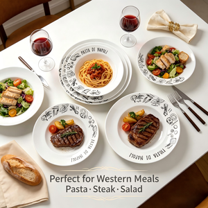 Juego de Platos de Porcelana con Diseño de Plantas, Color Blanco, Personalizable, Estilo Vintage, Apto para Microondas, Vajilla para <span class=keywords><strong>Restaurante</strong></span> y Hogar - Product Image 1