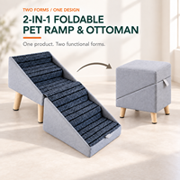 Rampe et escalier pliables de luxe modernes pour petits chiens et chats, en bois massif, antidérapants, pour canapé, lit, repose-pieds, ottoman, accessoire de rangement