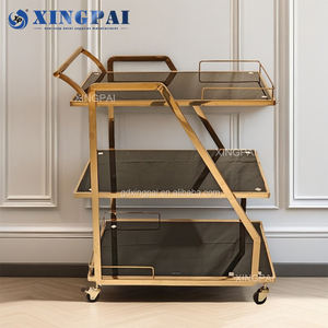 Xingpai Dubai Wholesale Markt Gouden <span class=keywords><strong>Trolley</strong></span> Luxe 3 Tier Hotels Catering Trolleys Commerciële Hotel <span class=keywords><strong>Trolley</strong></span> <span class=keywords><strong>Room</strong></span> Service Cart - Product Image 3